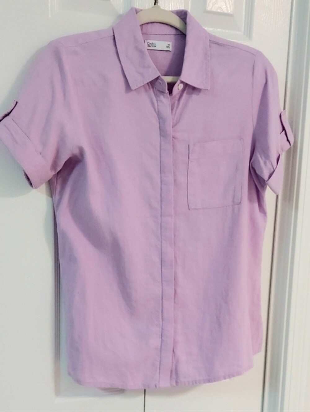 Croft & Barrow Shirt, Size XS, Lilac, Collar, Buttonfront, Cuff Sleeve